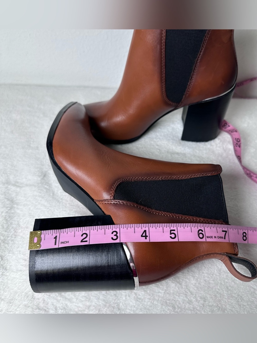 NWOB Steve Madden Knoxi Cognac Leather Ankle Bootie Pointed Toe Leather Size 7M - Picture 9 of 14